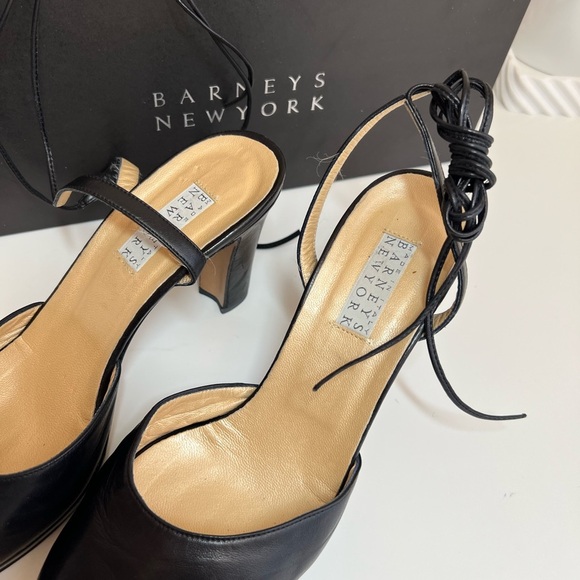Barneys Newyork Open toe Leather wrap Ankle heel Shoes - Picture 9 of 16